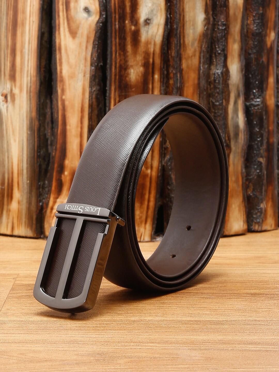 

LOUIS STITCH Men Brown Leather Formal Belt