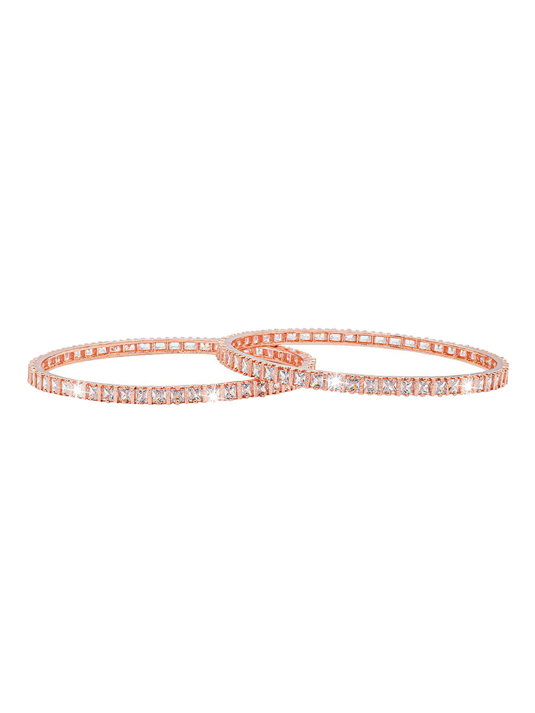 

Shining Jewel - By Shivansh Set Of 2 Rose Gold-Plated & White AD Studded Bangle