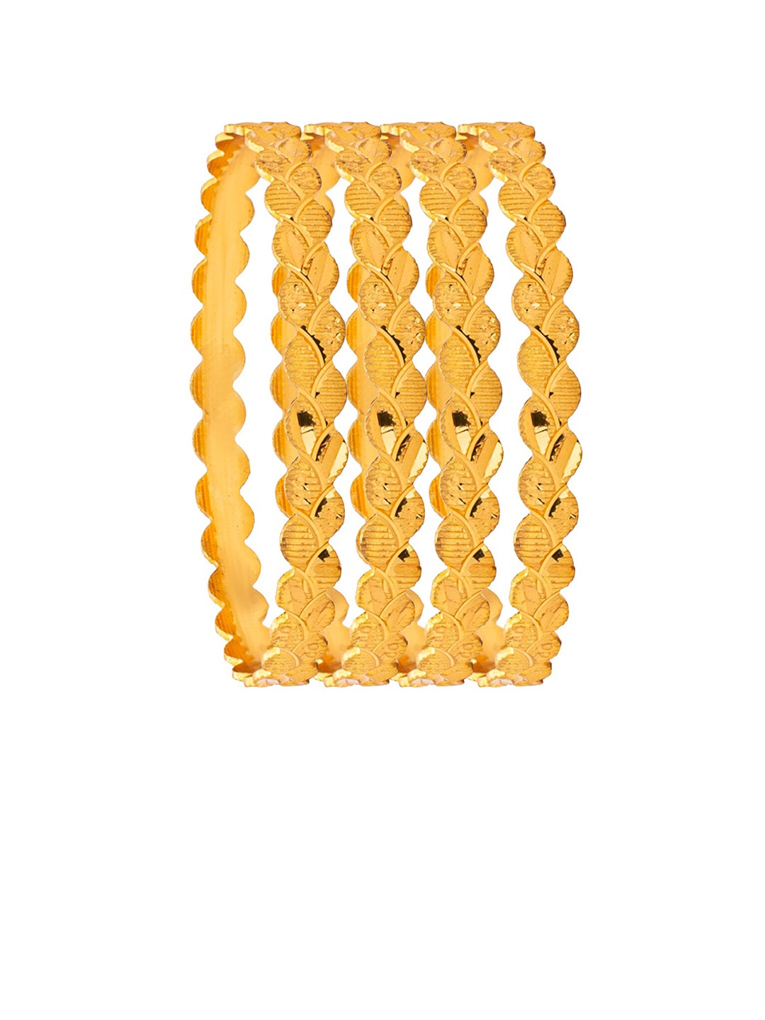 

Shining Jewel - By Shivansh Set of 4 Gold-Plated & Toned Textured Bangles