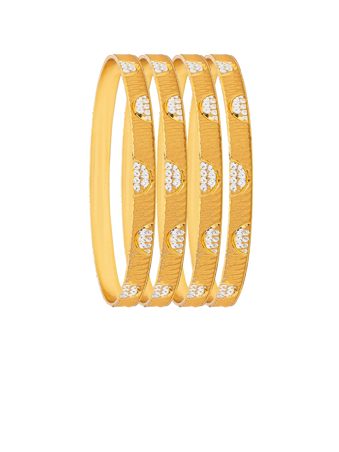 

Shining Jewel - By Shivansh Women Set Of 4 Gold-Plated & Silver Plated Designer Bangles