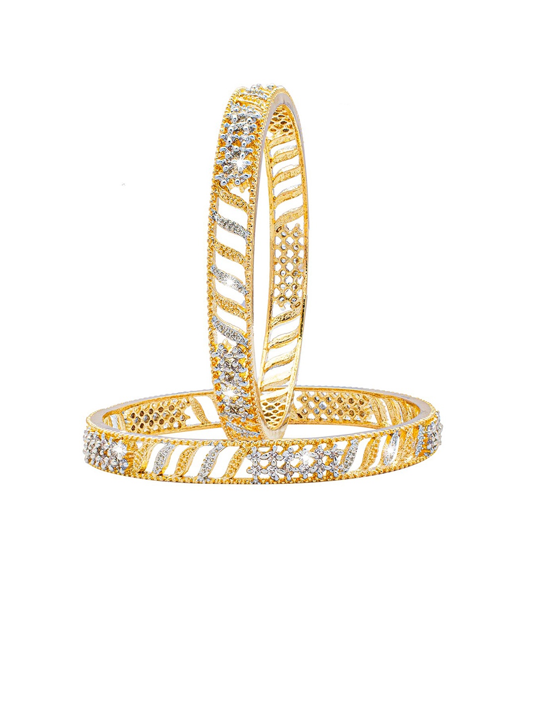 

Shining Jewel - By Shivansh Gold-Plated White Stones Studded Bangle