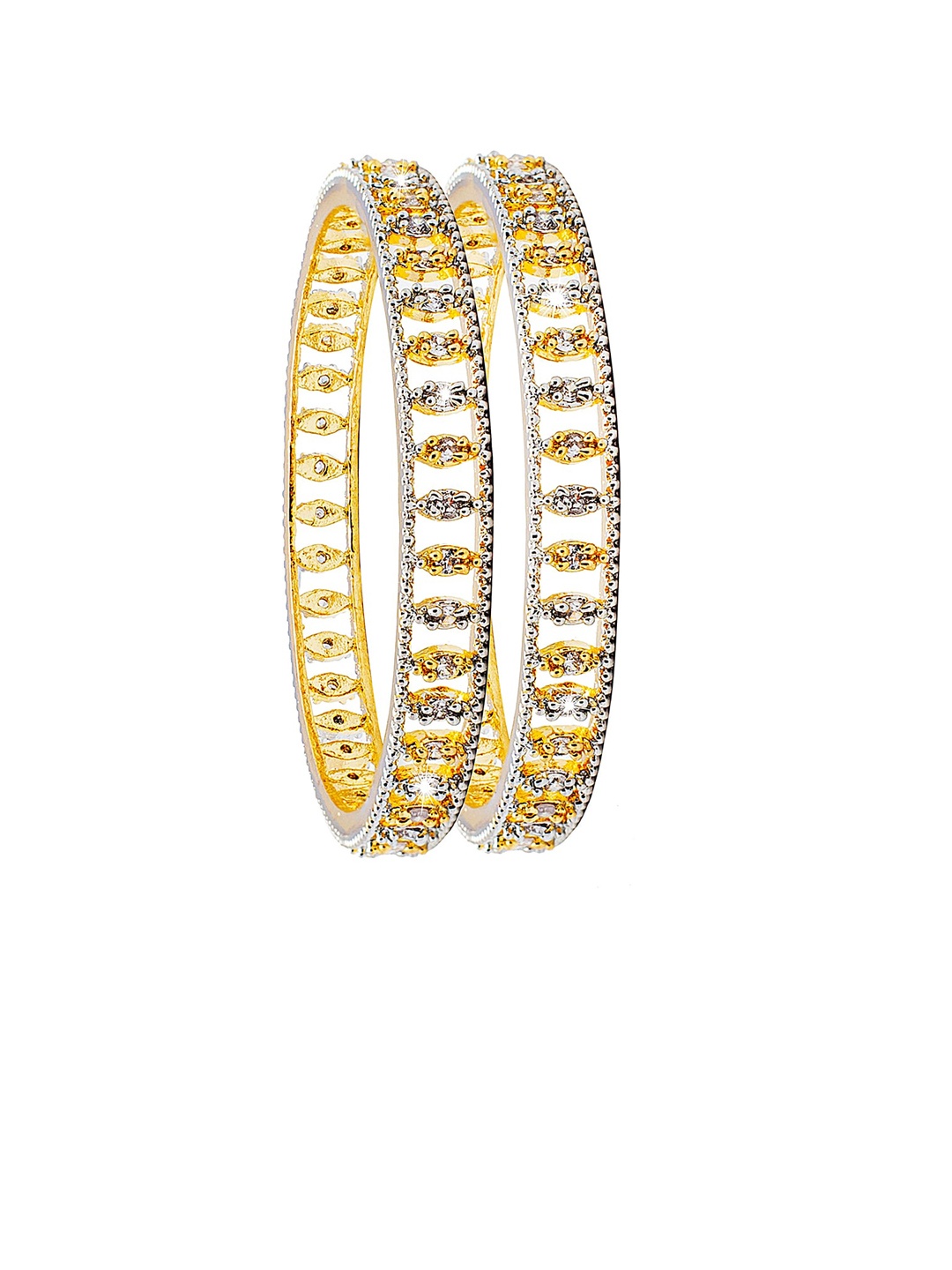 

Shining Jewel - By Shivansh Women Set Of 2 Gold-Plated AD Studded Bangles