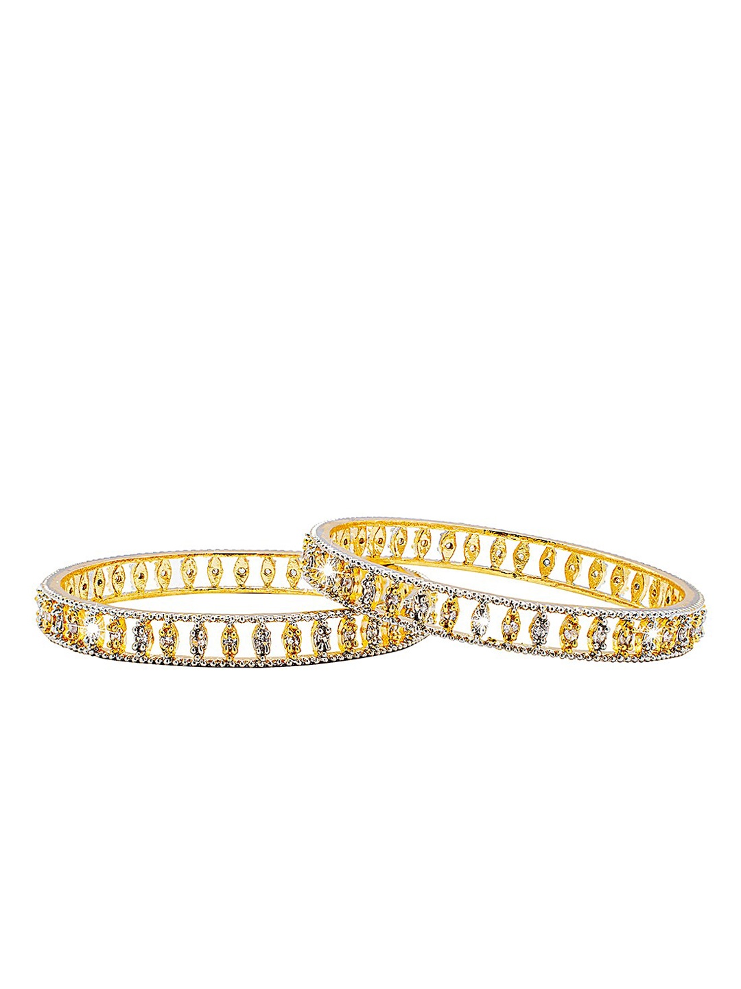 

Shining Jewel - By Shivansh Set Of 2 Gold-Plated & Silver-Toned AD Studded Bangles