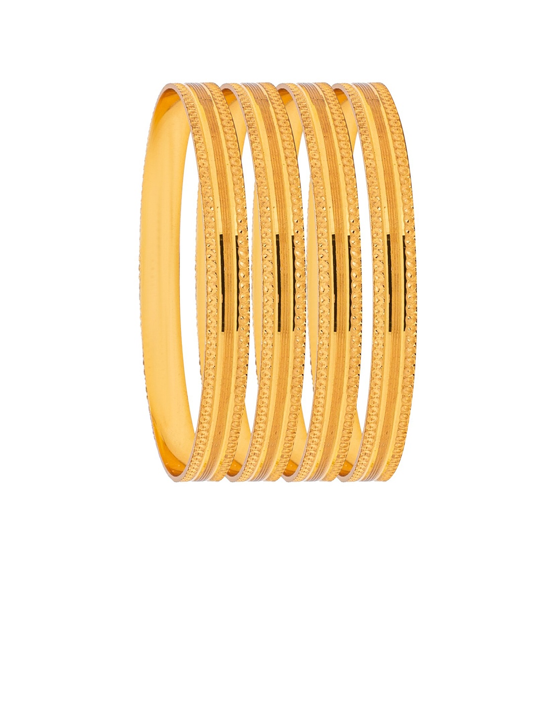 

Shining Jewel - By Shivansh Women Set of 4 Gold-Plated Textured Handcrafted Bridal Bangles