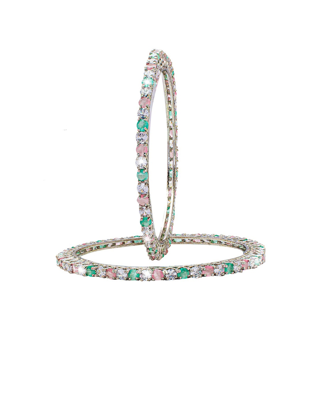 

Shining Jewel - By Shivansh Silver-Plated AD-Studded Bangle Set