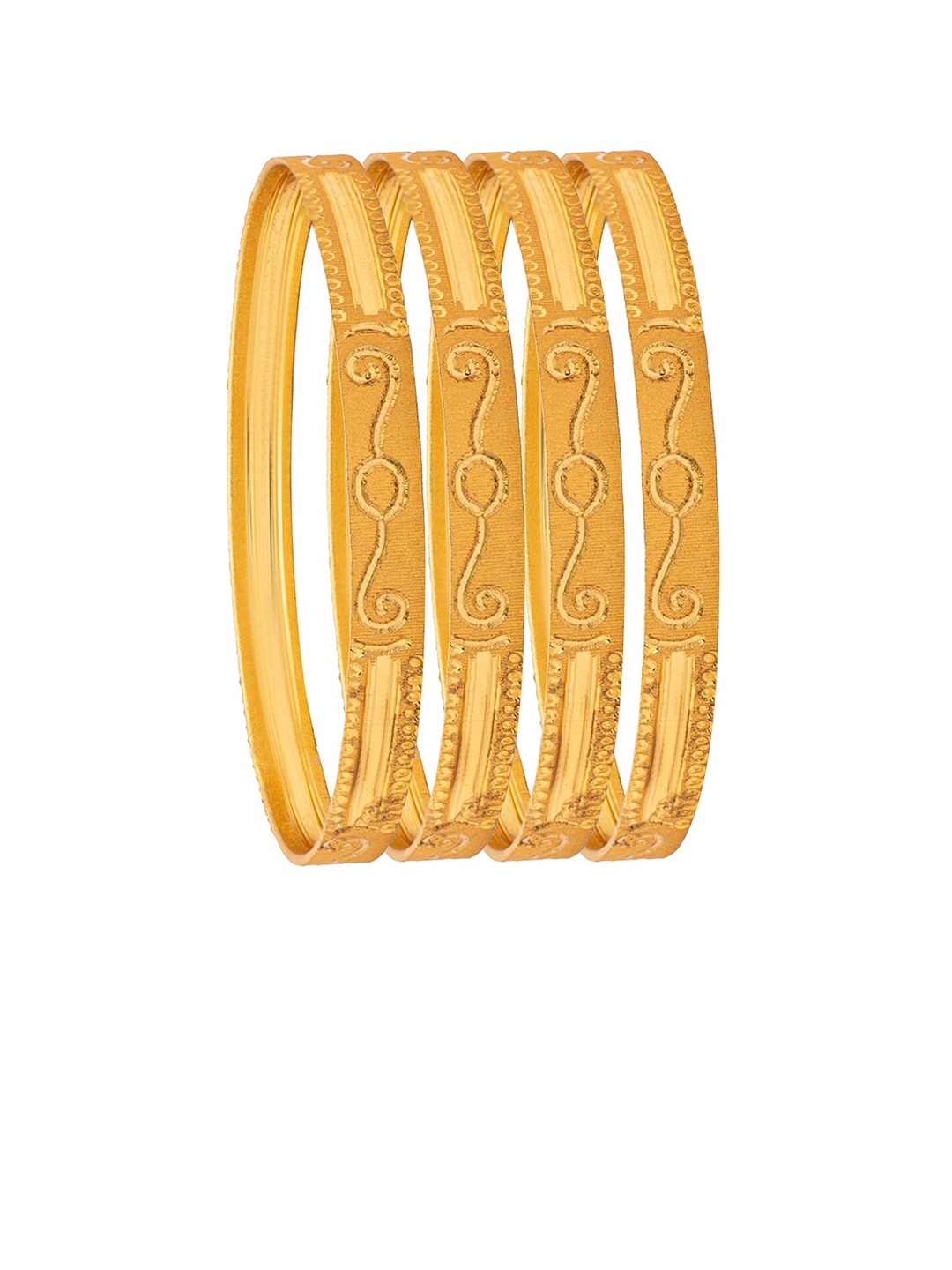 

Shining Jewel - By Shivansh Set Of 4 Gold-Plated & Textured Bangles