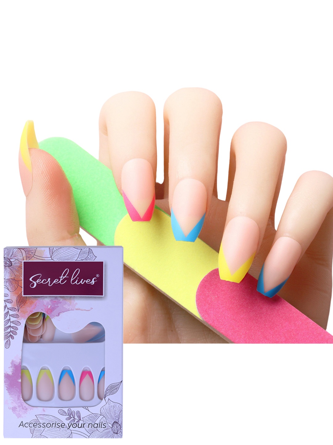 

Secret Lives Set Of 24 Ombre Matte Designer Artificial Nail Extension, Pink