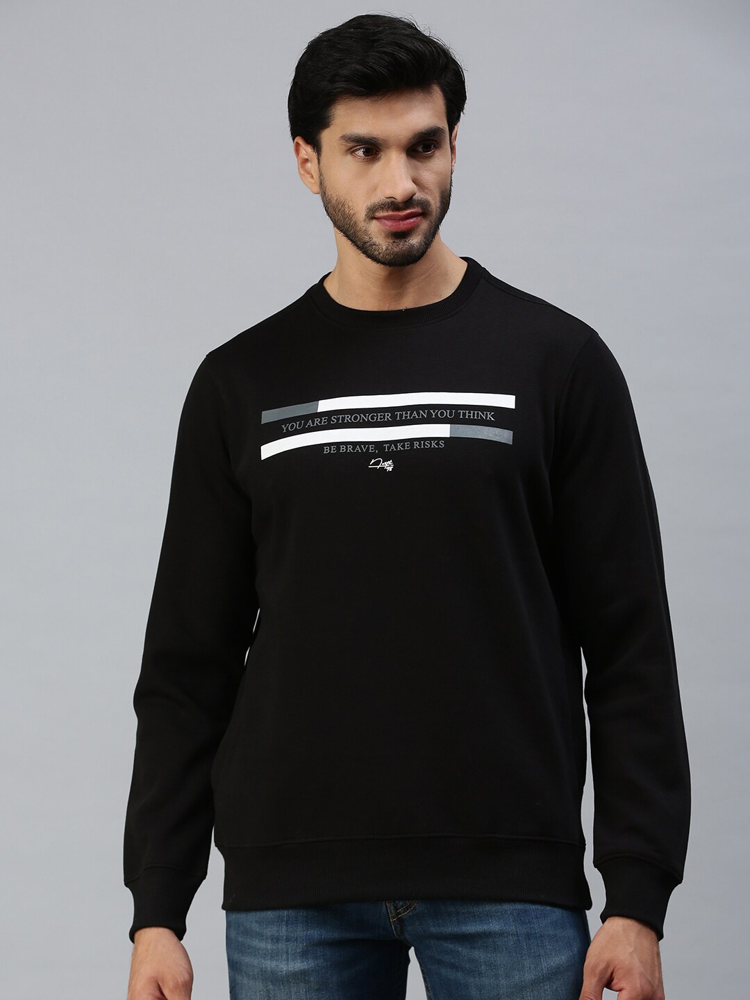 

98 Degree North Men Black Printed Sweatshirt