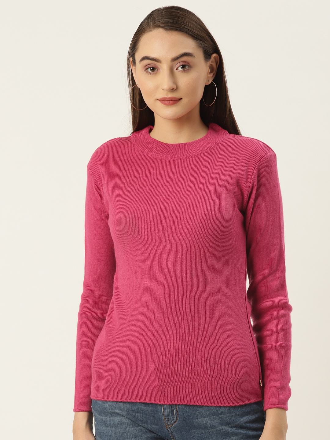 

FABNEST Women Pink Solid Sweater