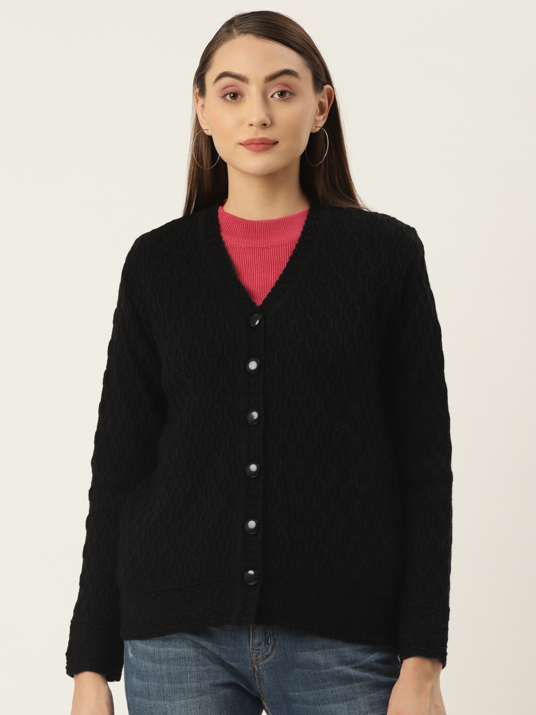 

FABNEST Women Black Cardigan