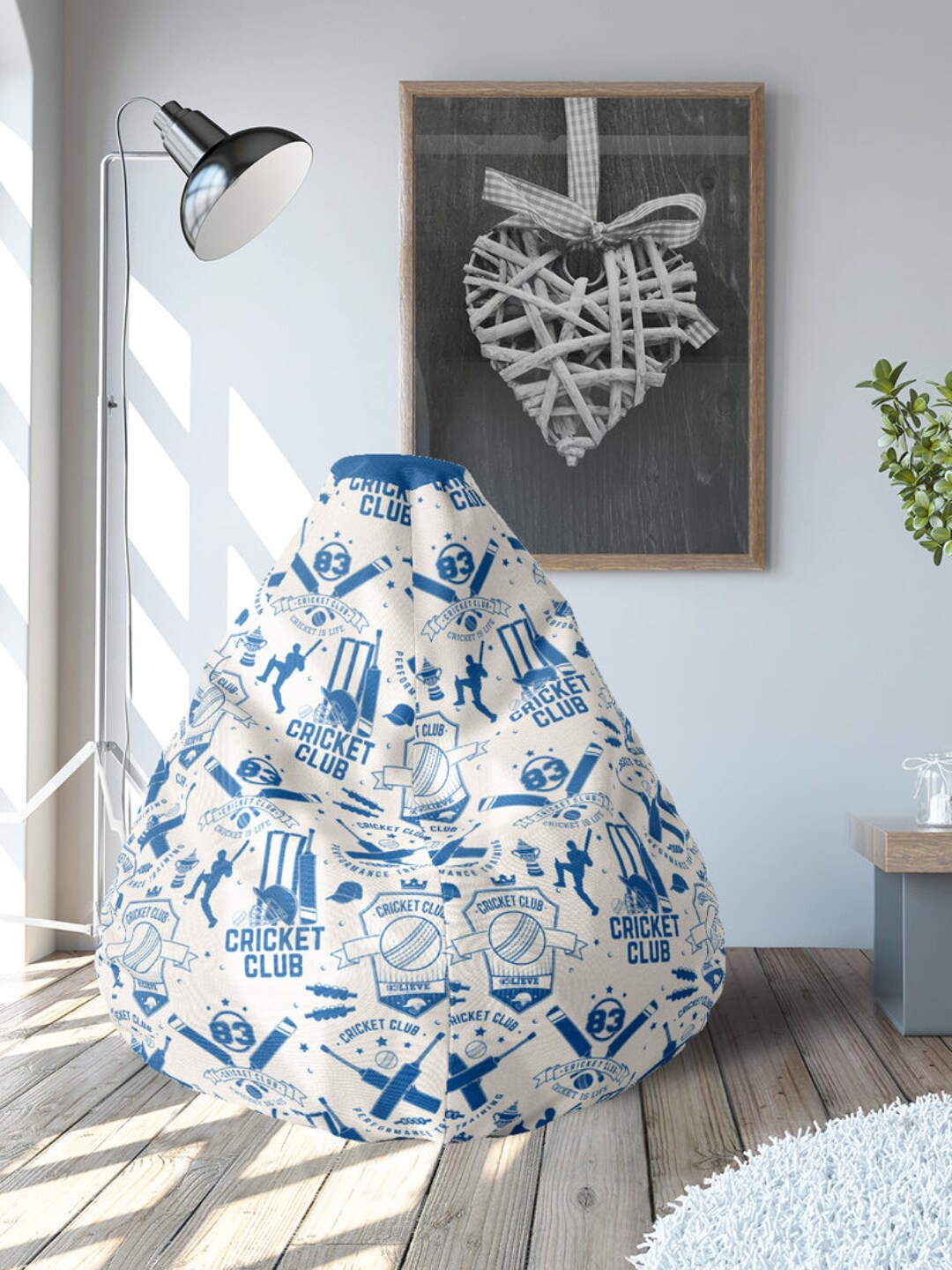 

Athome by Nilkamal White & Blue Printed Bean Bag Cover