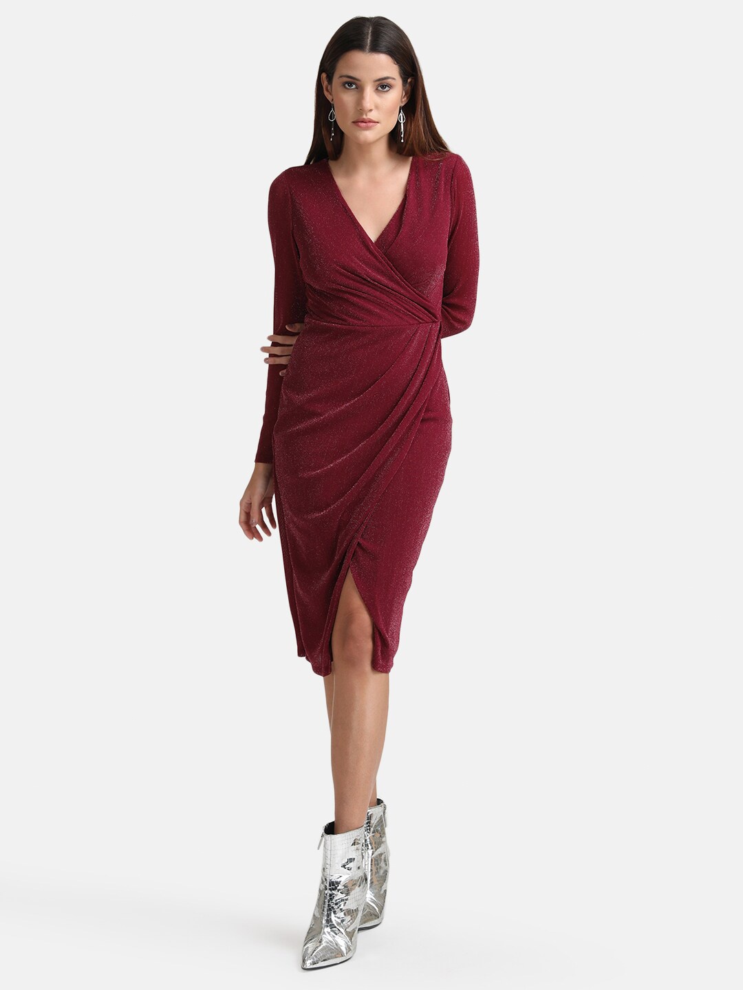 

Kazo Women Maroon Wrap Dress