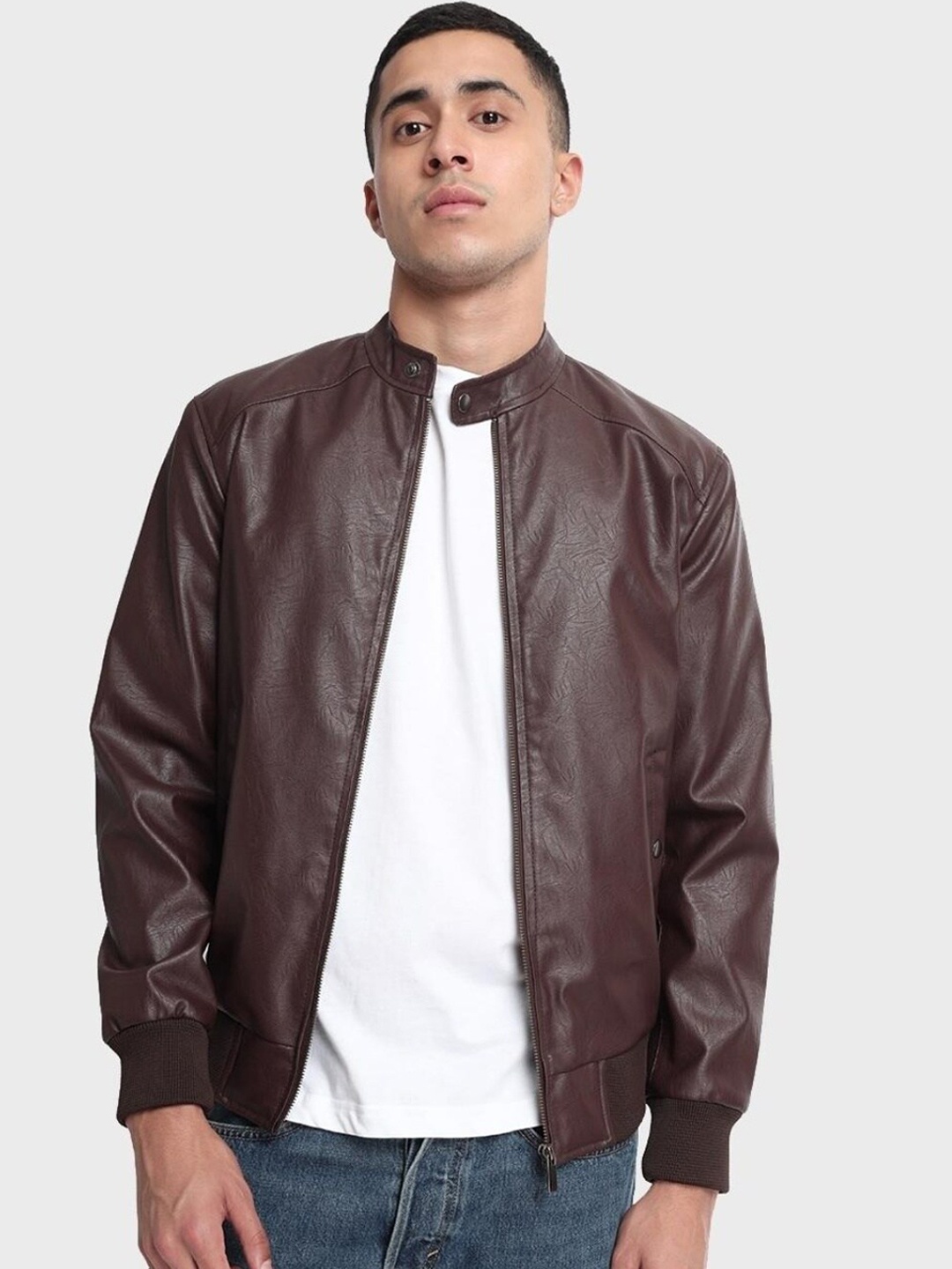 

Bewakoof Men Brown Solid Open Front Jacket