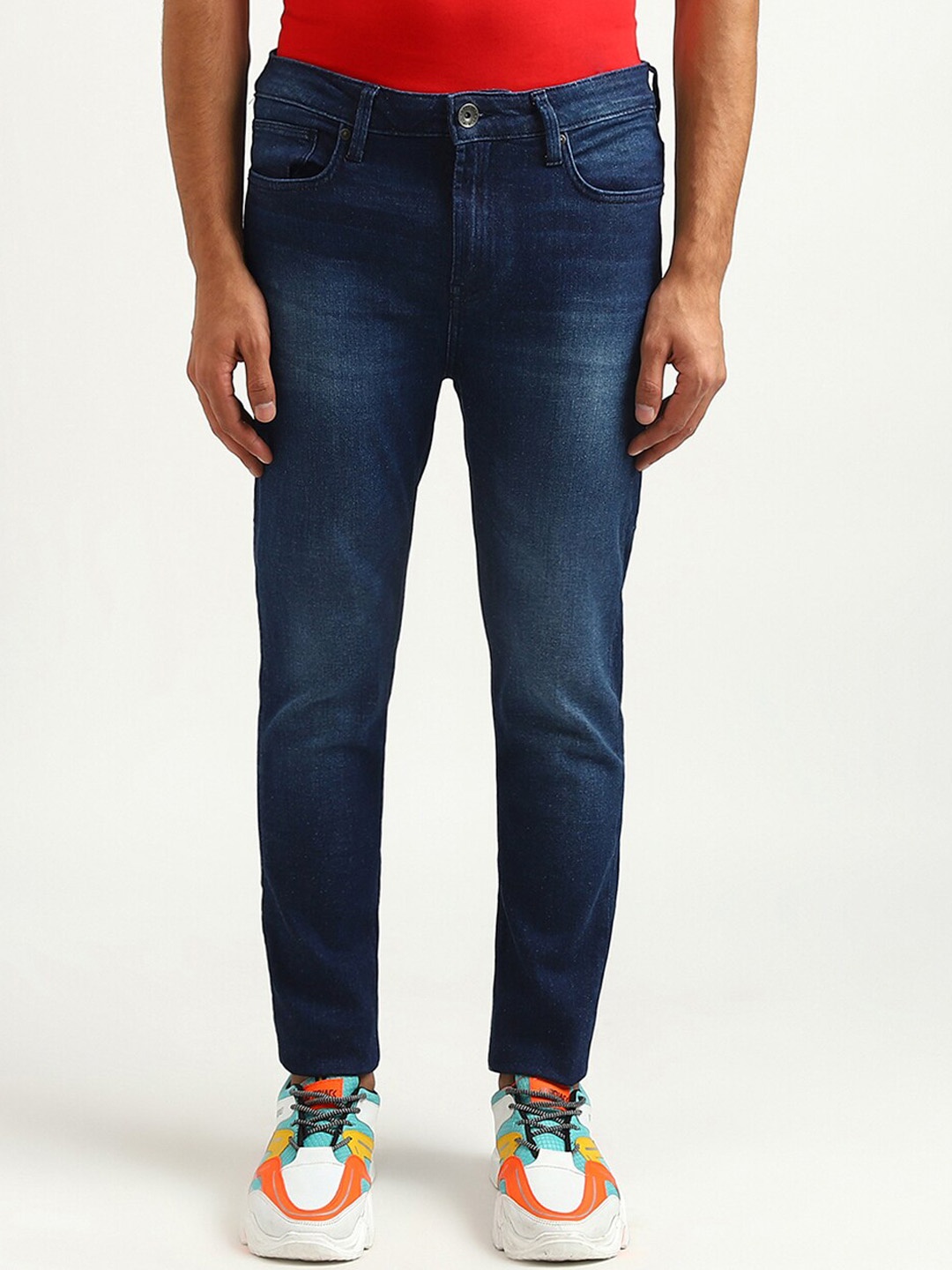 

United Colors of Benetton Men Navy Blue Light Fade Jeans