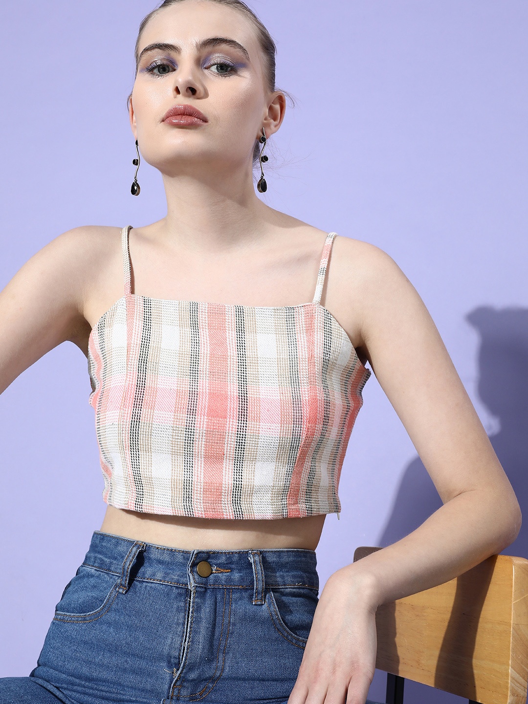

DressBerry Pure Cotton Warm Pink Shoulder Straps Crop Top
