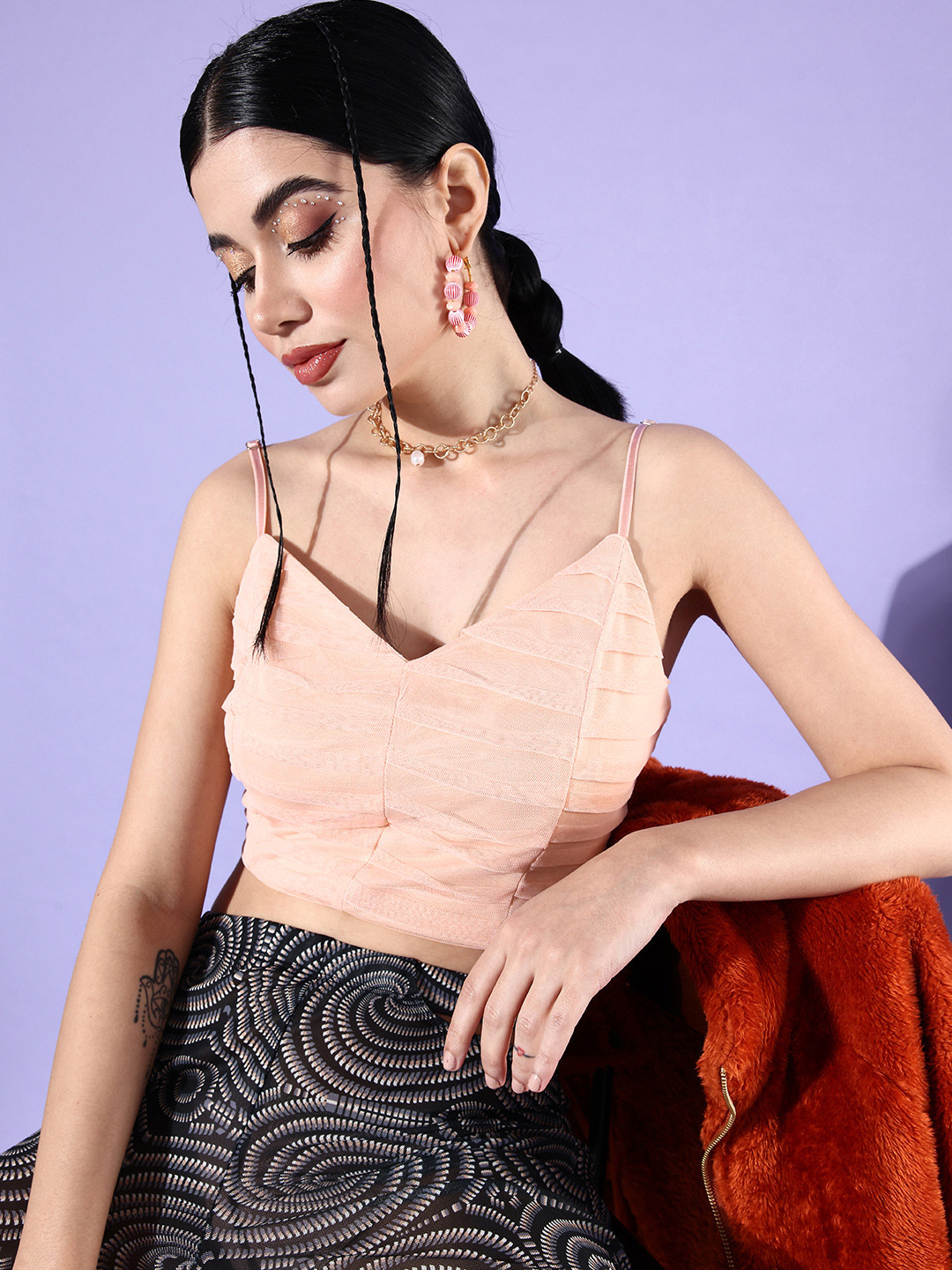 

Dressberry Smocked Crop Top, Beige