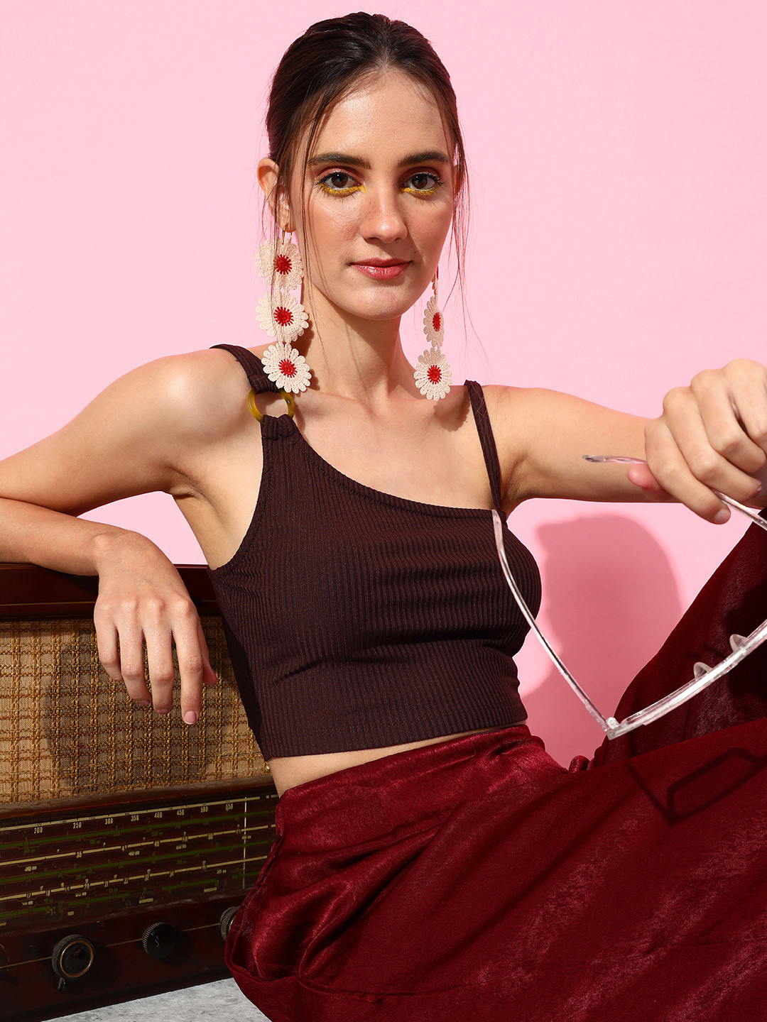 

Dressberry Ribbed Pure Cotton Crop Top, Burgundy