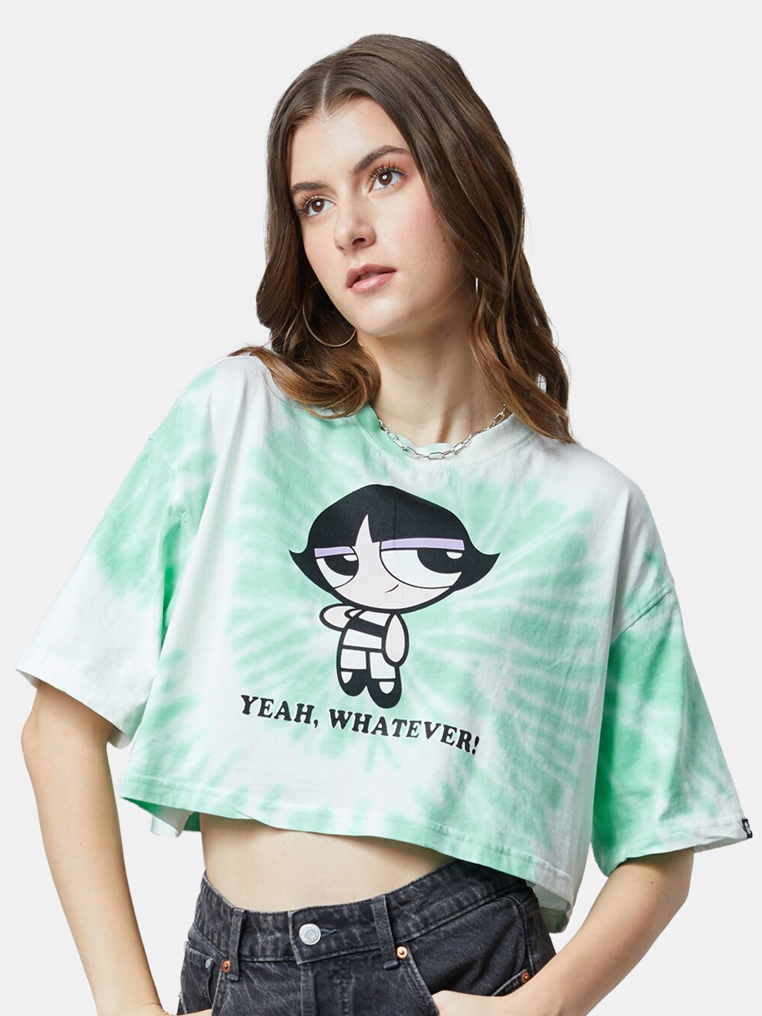

The Souled Store Women White Typography Printed Cotton Oversized T-shirt