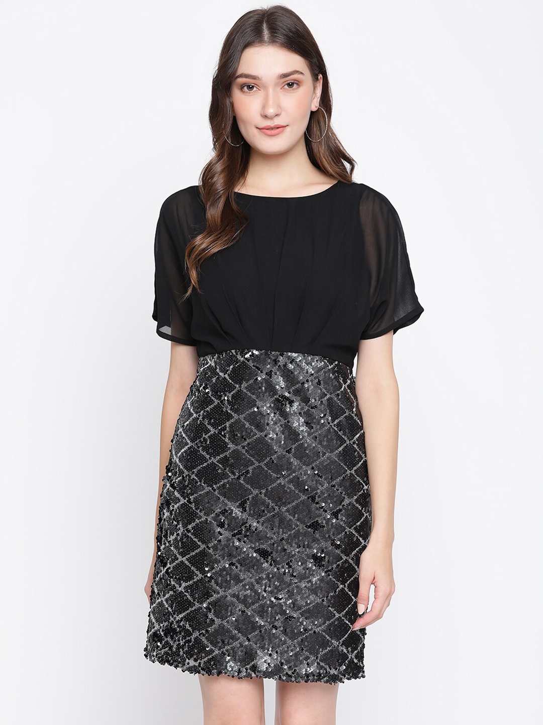 

Latin Quarters Black & Grey Embellished Sheath Dress