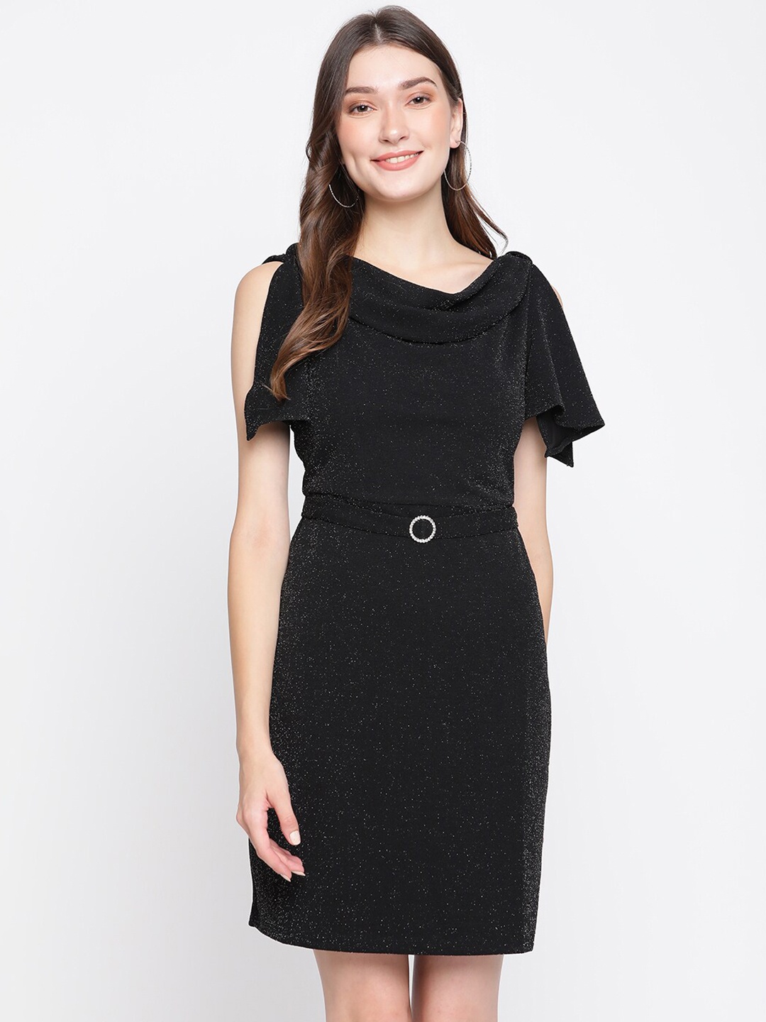 

Latin Quarters Black Cowl Neck Sheath Dress
