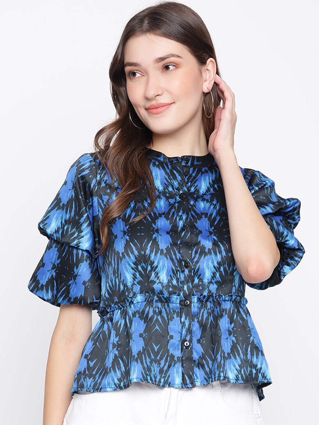 

Latin Quarters Women Blue Printed Top
