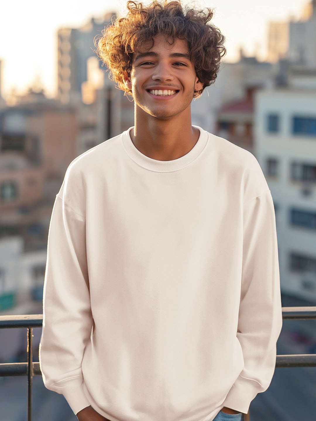 

Bewakoof Heavy Duty 1.0 Men Oversized Sweatshirt, Cream