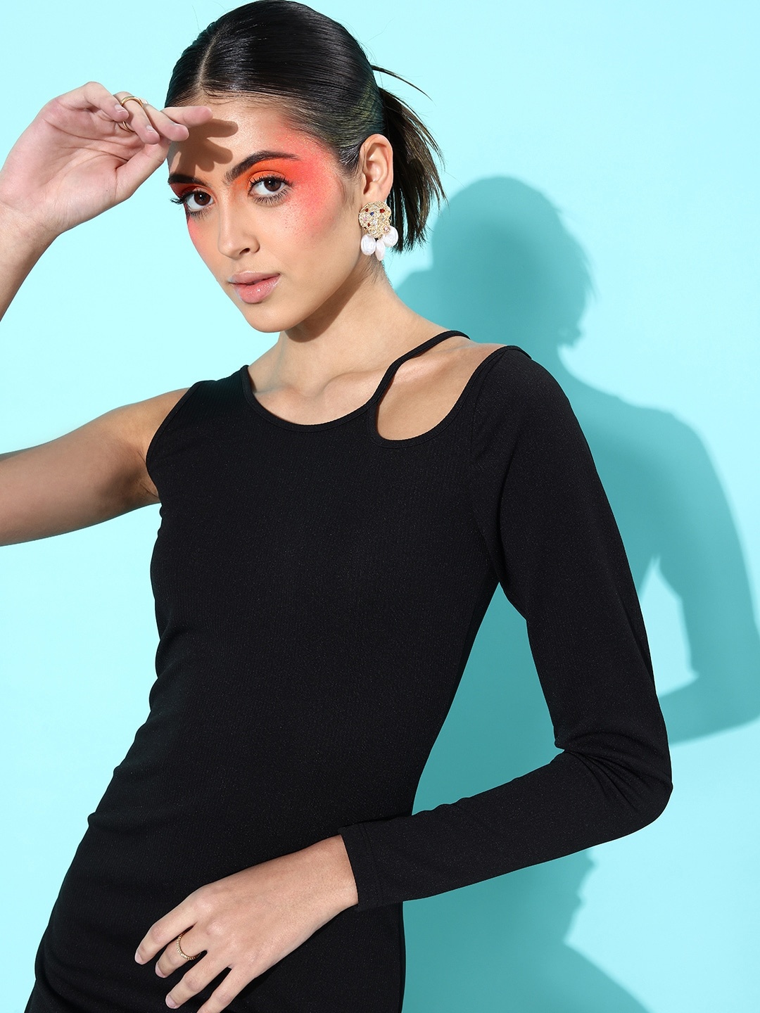 

Dressberry One Shoulder Bodycon Dress, Black