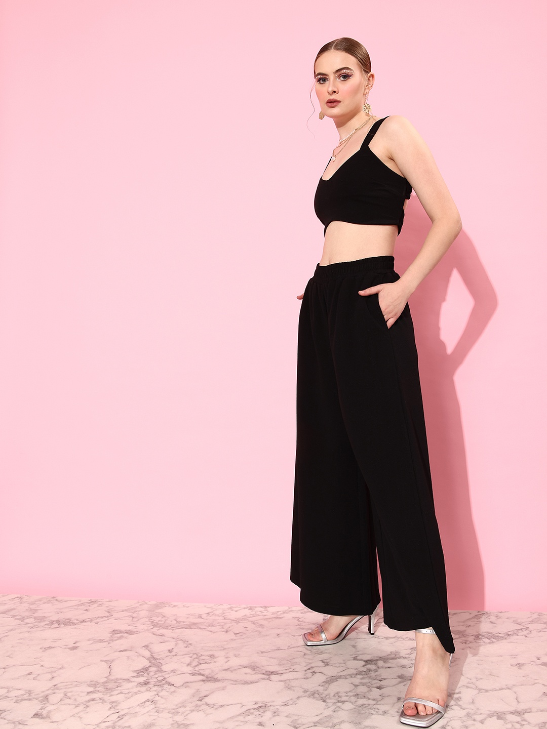 

DressBerry Women Solid Co-Ords Set, Black