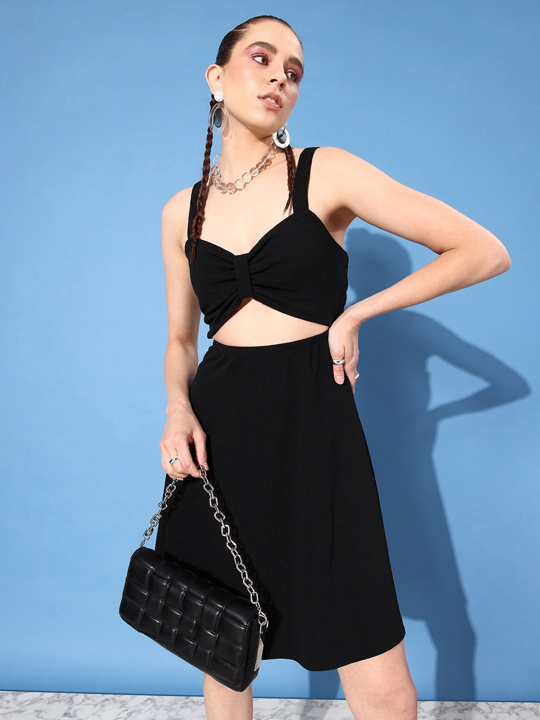 

DressBerry A-Line Dress With Cut-Out Detail, Black