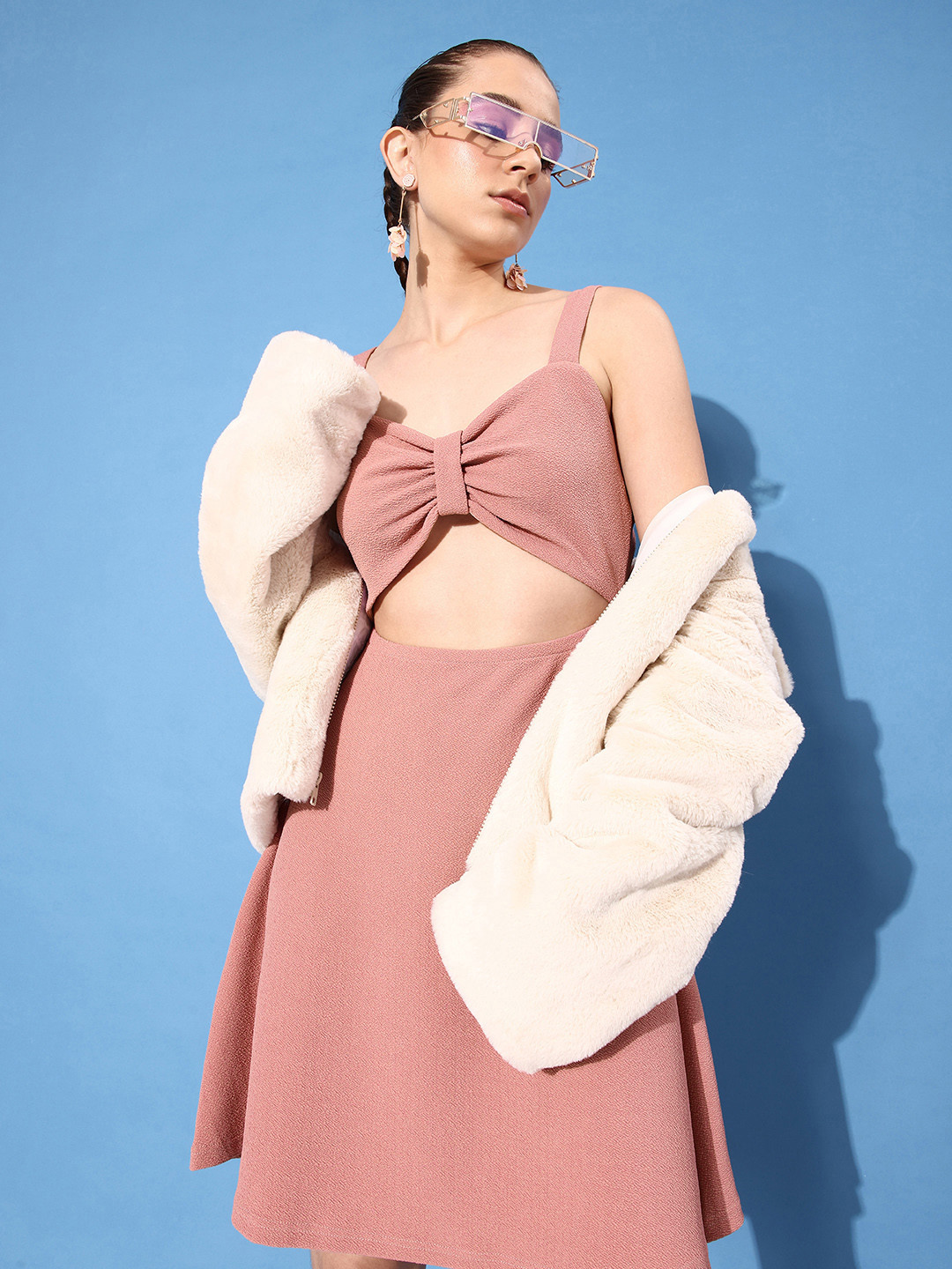 

Dressberry A-Line Dress With Cut-Out Detail, Peach