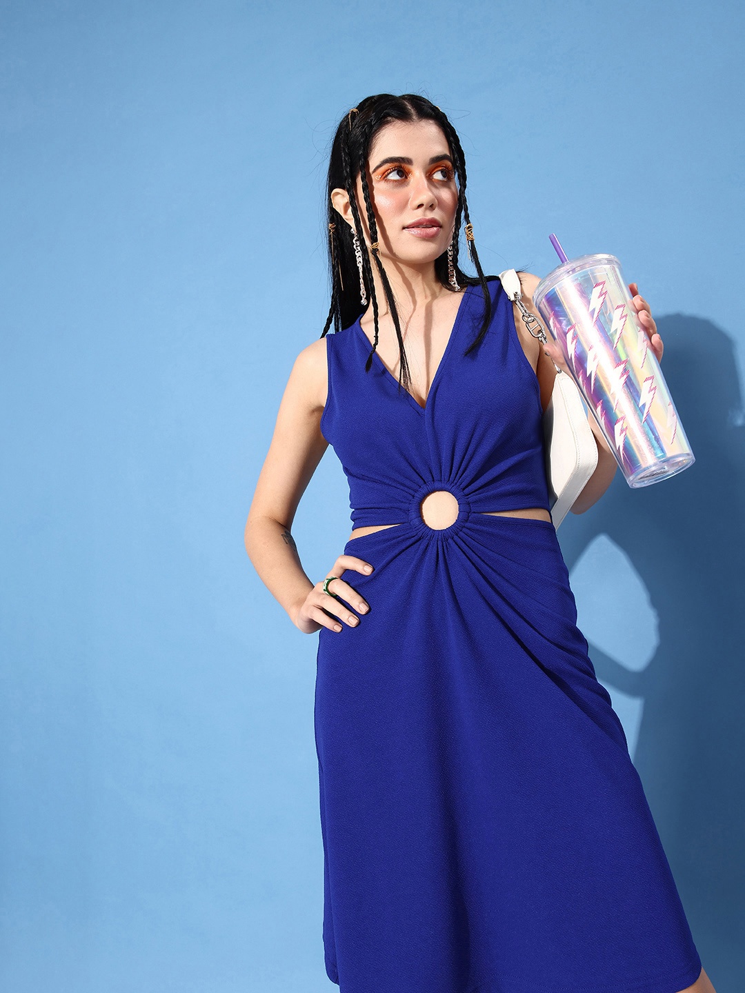 

DressBerry A-Line Dress With Cut-Out Detail, Blue