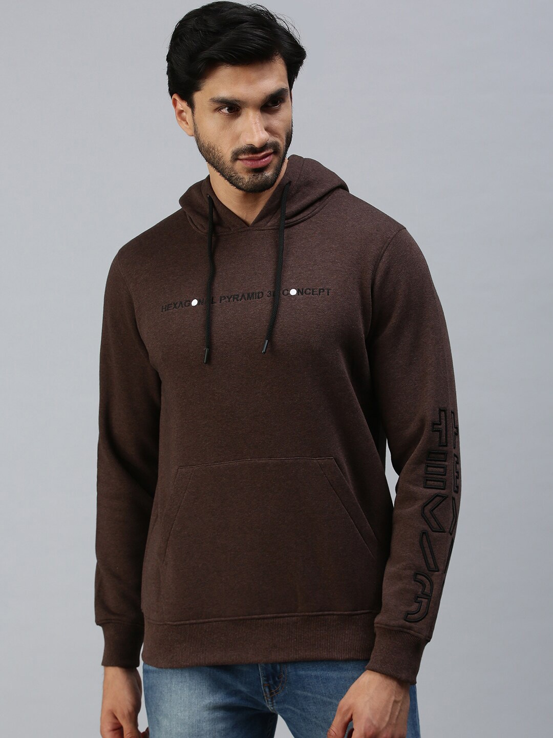 

98 Degree North Men Coffee Brown Hooded Sweatshirt