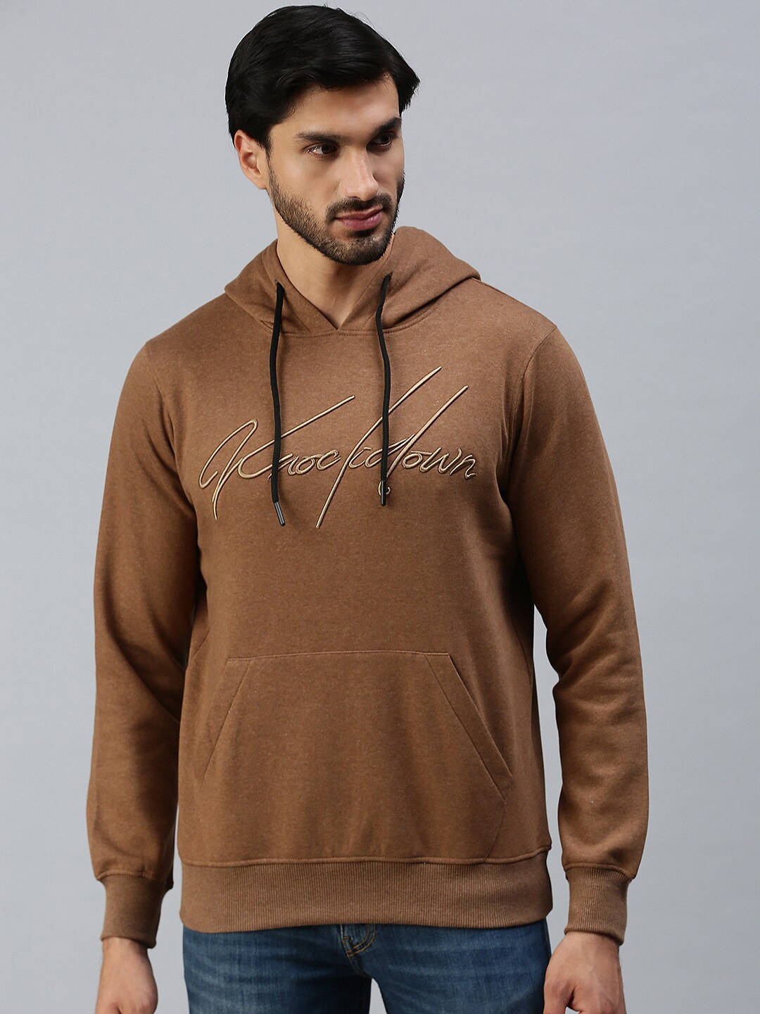 

98 Degree North Men Coffee Brown Hooded Fleece Sweatshirt
