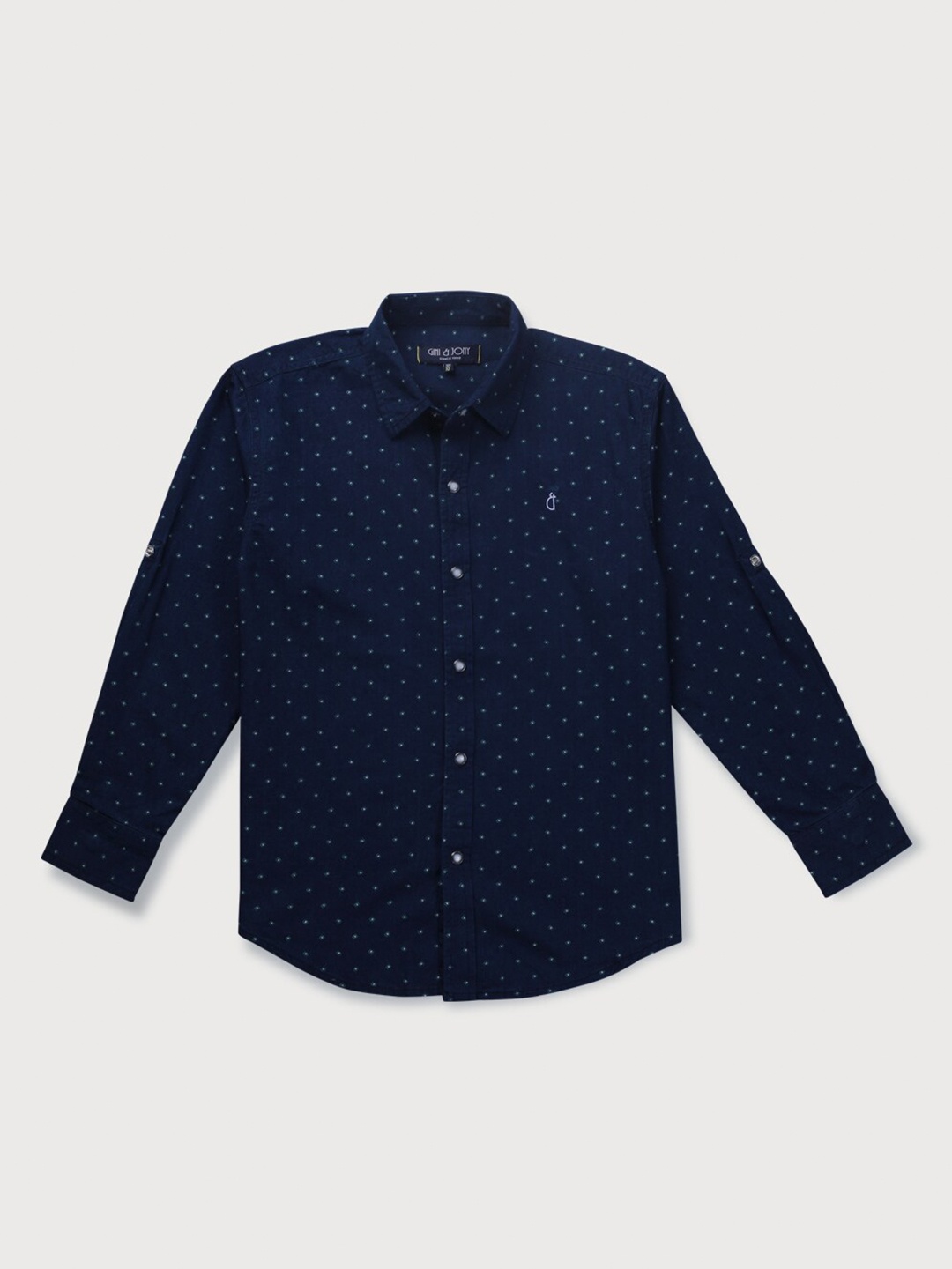 

Gini and Jony Boys Navy Blue Printed Casual Shirt