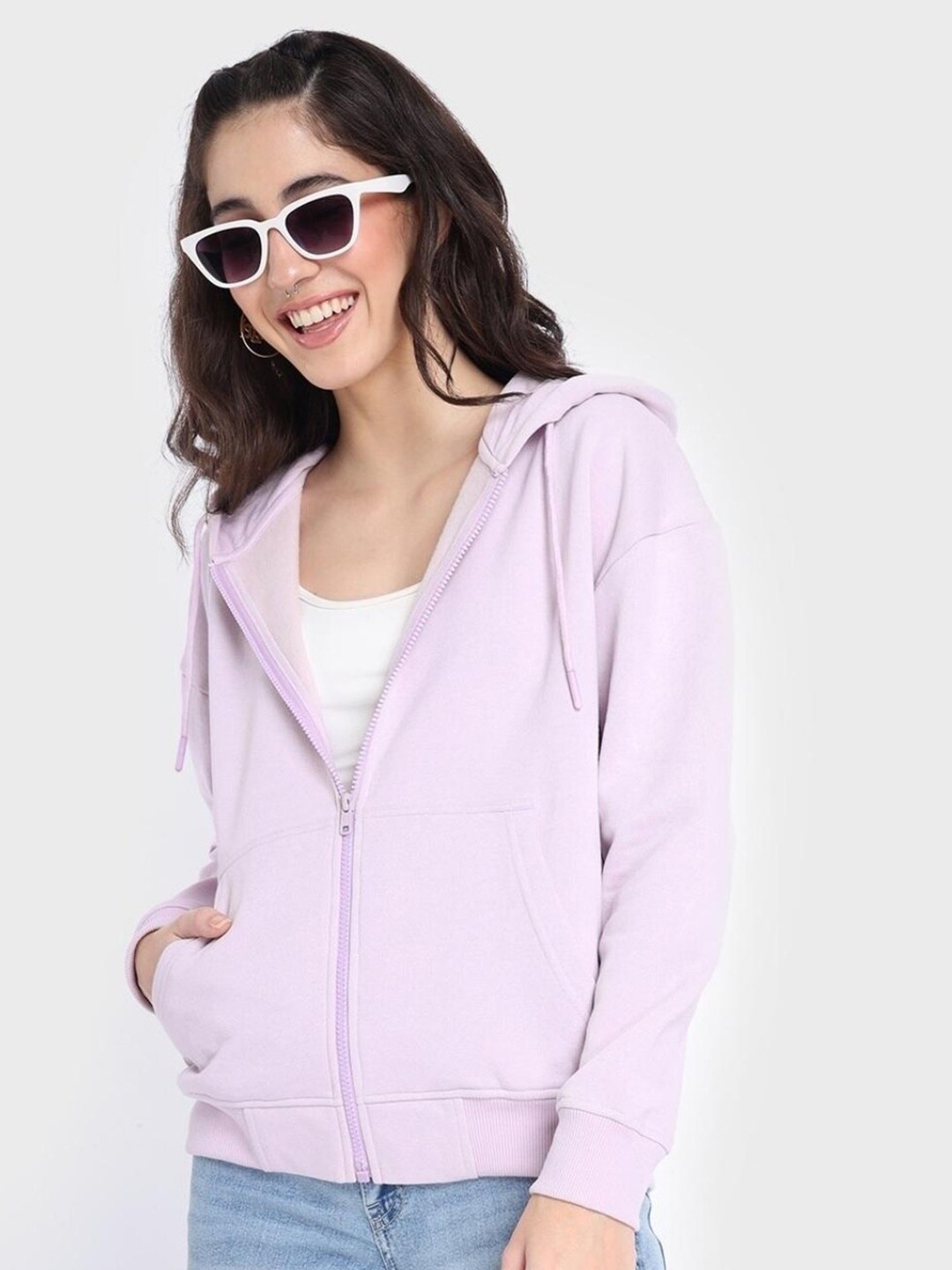 

Bewakoof Women Lavender Fog Oversized Hoodie