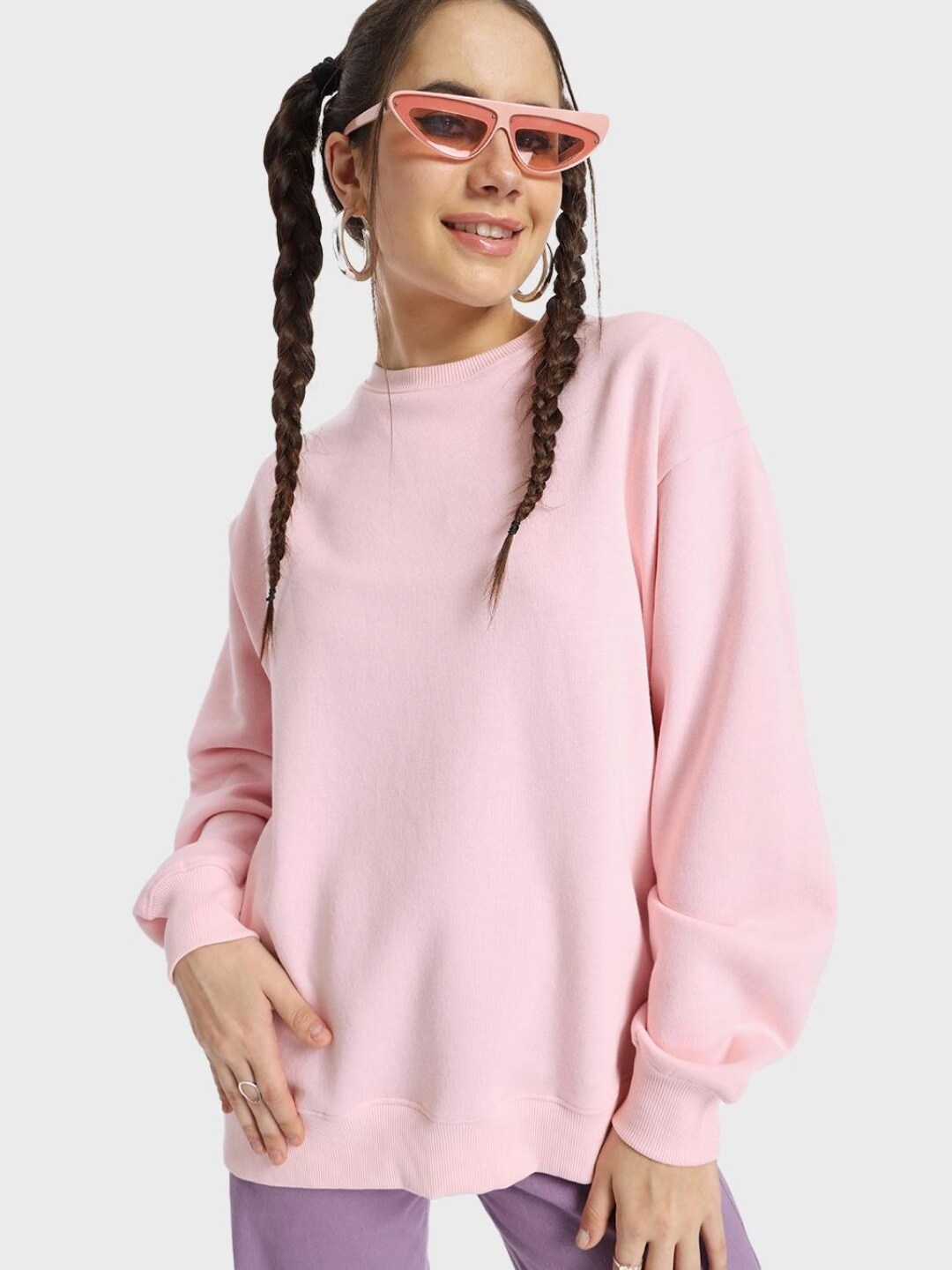 

Bewakoof Round Neck Sweatshirt, Pink