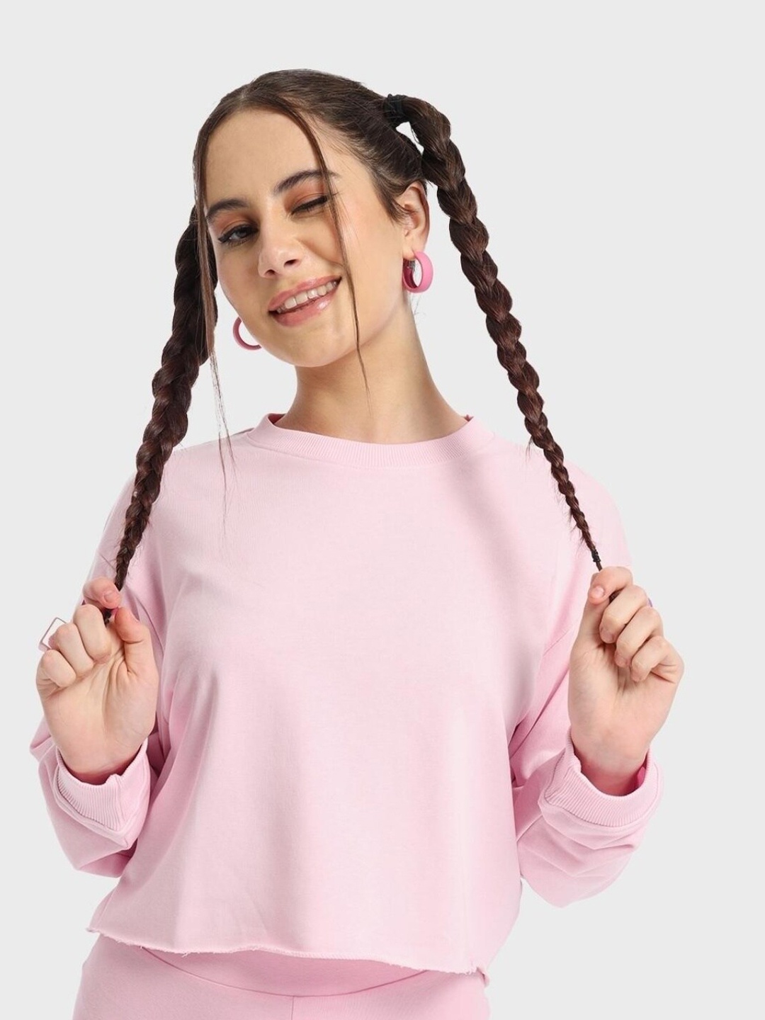 

Bewakoof Women Pink Oversized Sweatshirt