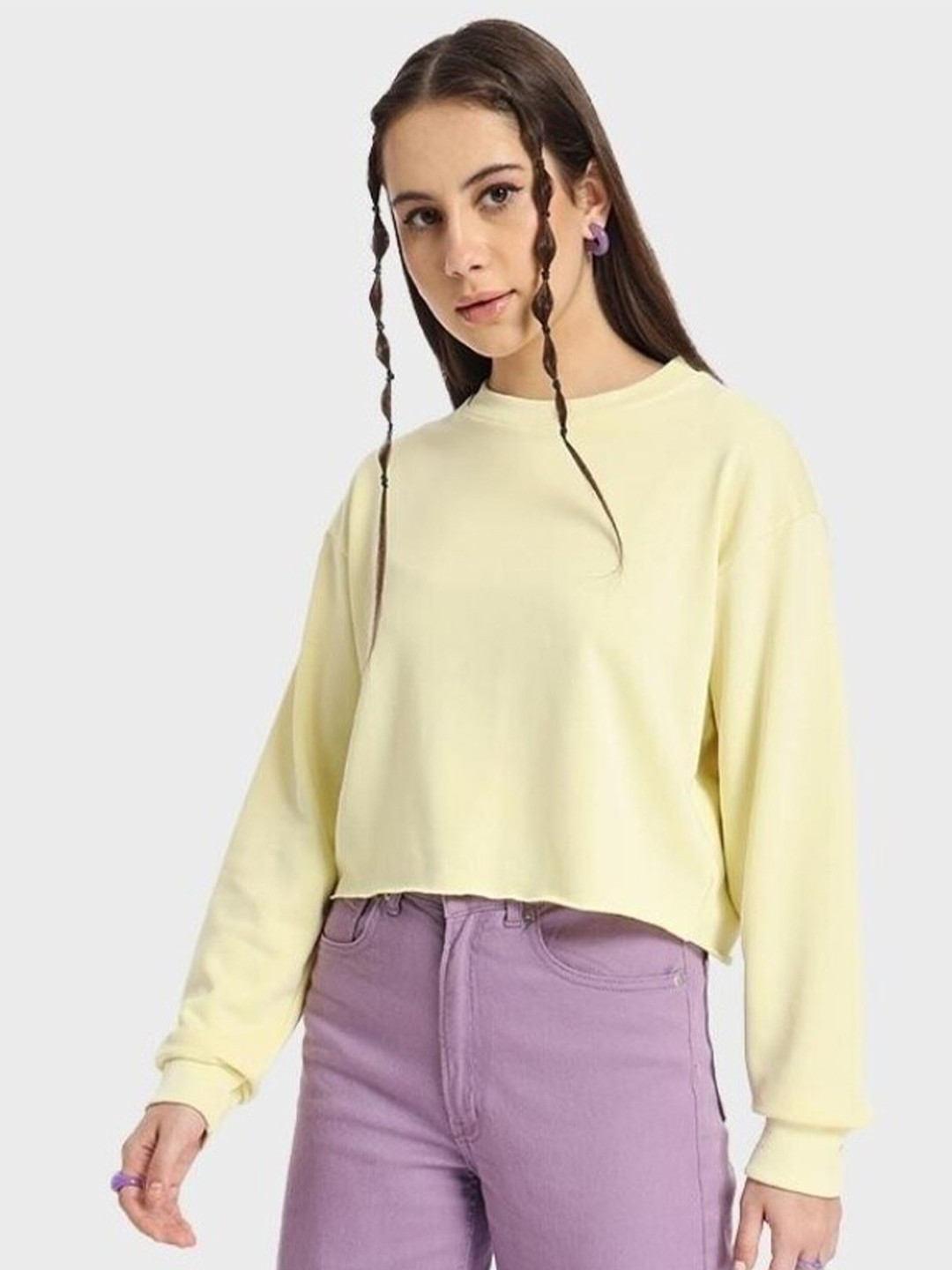 

Bewakoof Women Pink Oversized Sweatshirt, Yellow