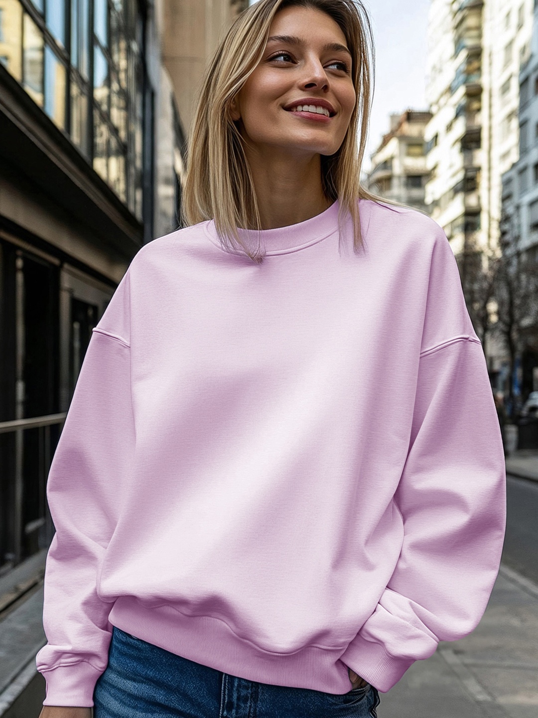 

Bewakoof Heavy Duty 1.0 Women Oversized Sweatshirt, Lavender
