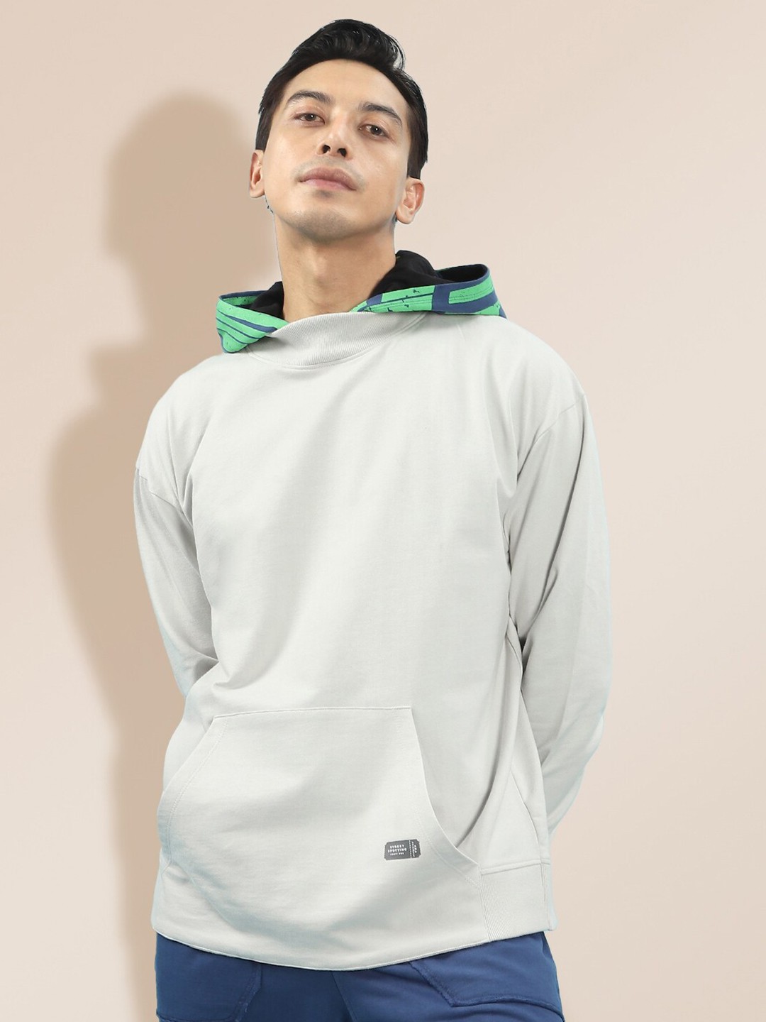 

KRA Men Grey Hooded Pure Cotton Sweatshirt