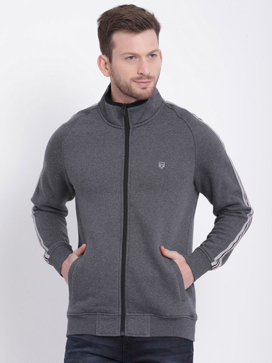 

t-base Men Solid Grey Cotton Sweatshirt