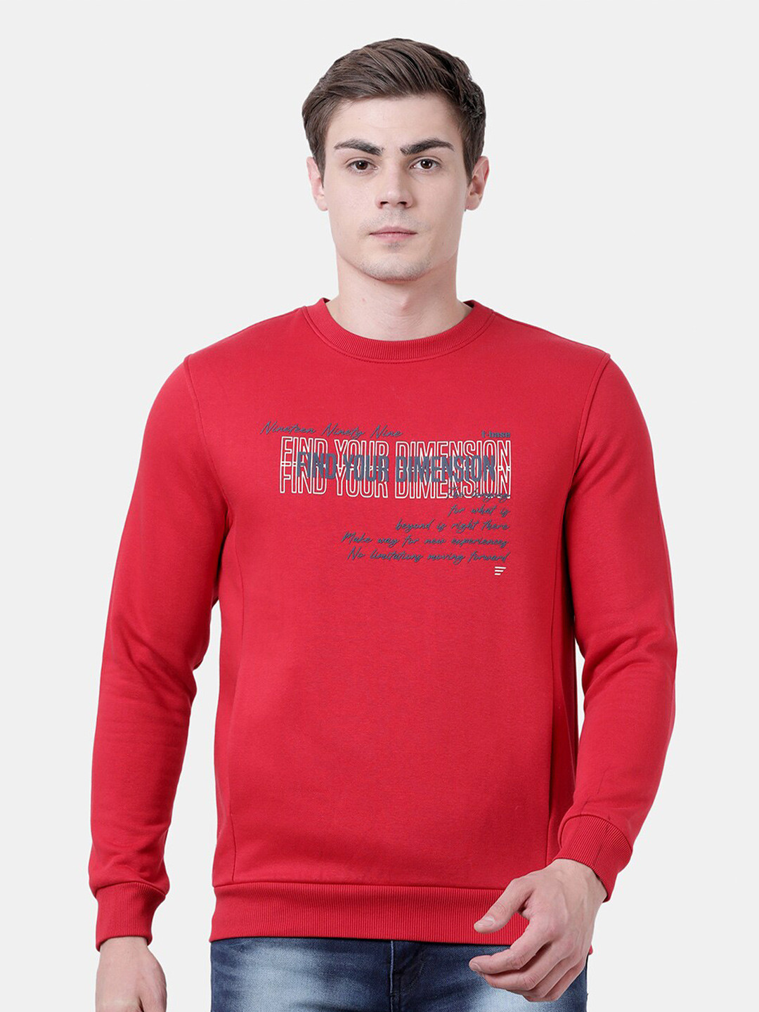 

t-base Men Red Printed Sweatshirt