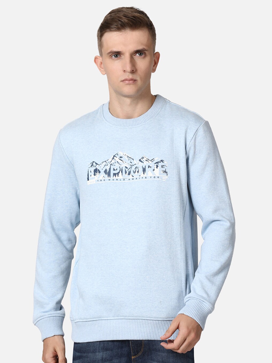 

t-base Men Blue Printed Sweatshirt