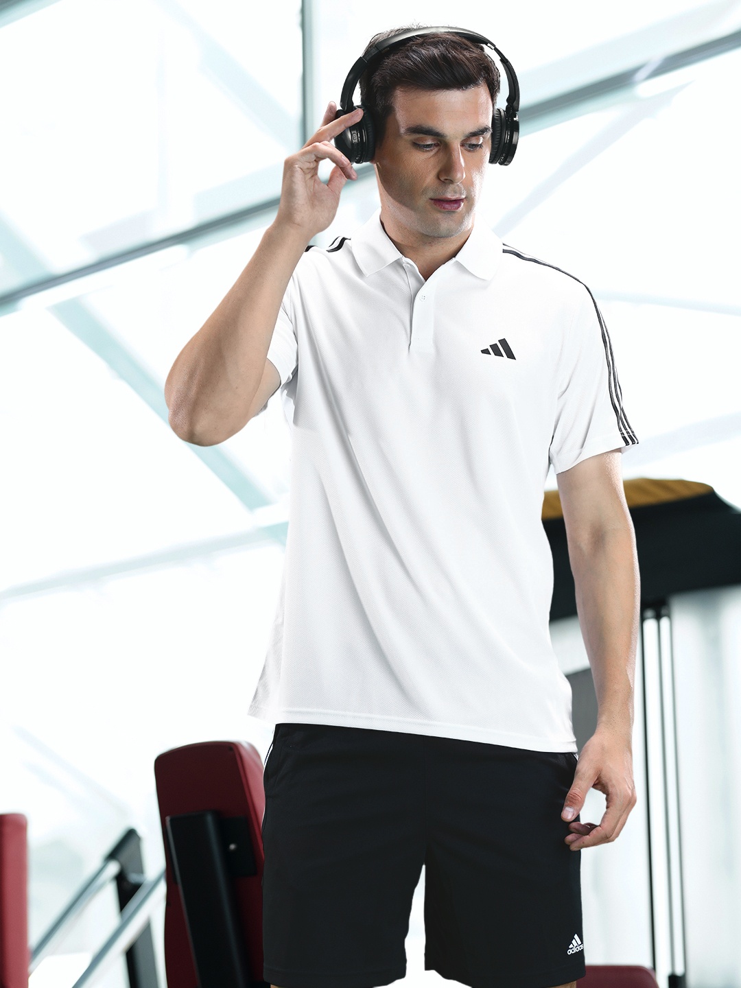 

ADIDAS Essentials 3-Stripes Training Polo AEROREADY Sustainable T-shirt, White