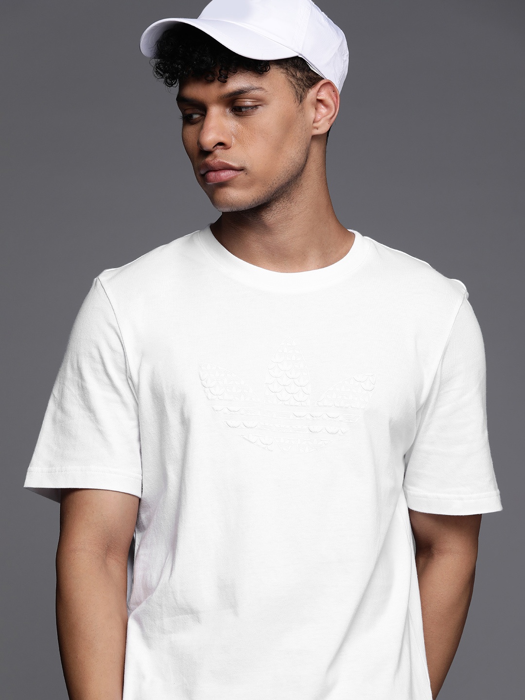

ADIDAS Originals Pure Cotton Brand Logo Printed T-Shirt, White