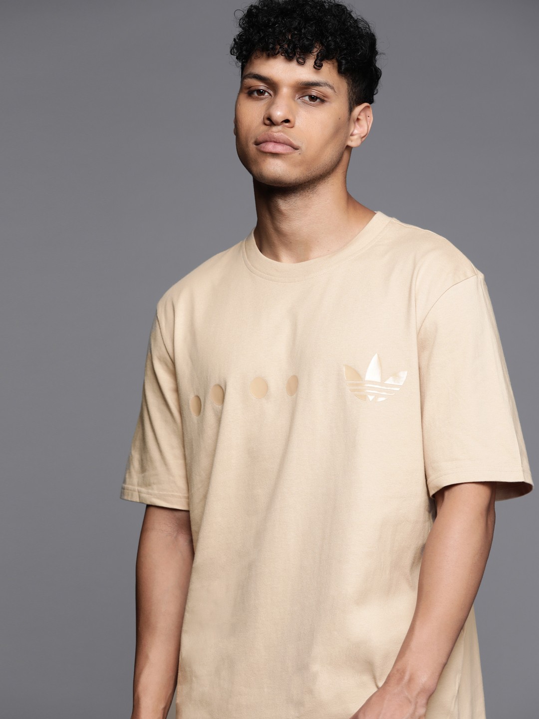 

ADIDAS Originals Brand Logo Printed City Pure Cotton T-Shirt, Beige
