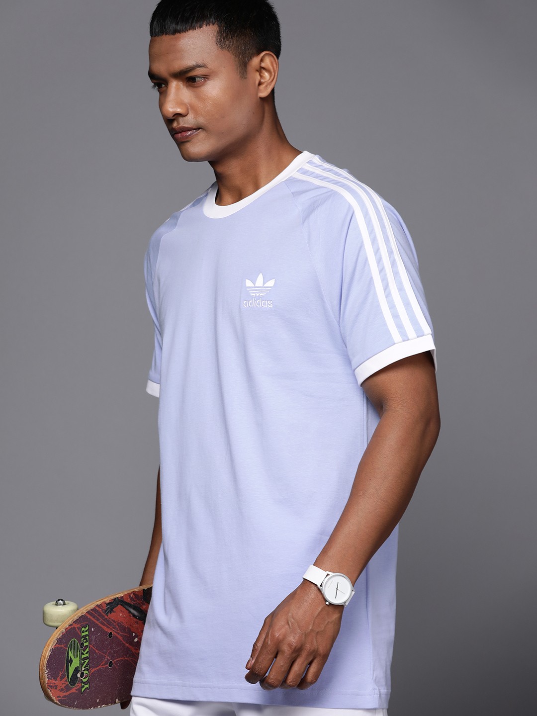 

ADIDAS Originals Adicolor Classics 3-Stripes Slim Fit Pure Cotton T-shirt, Blue