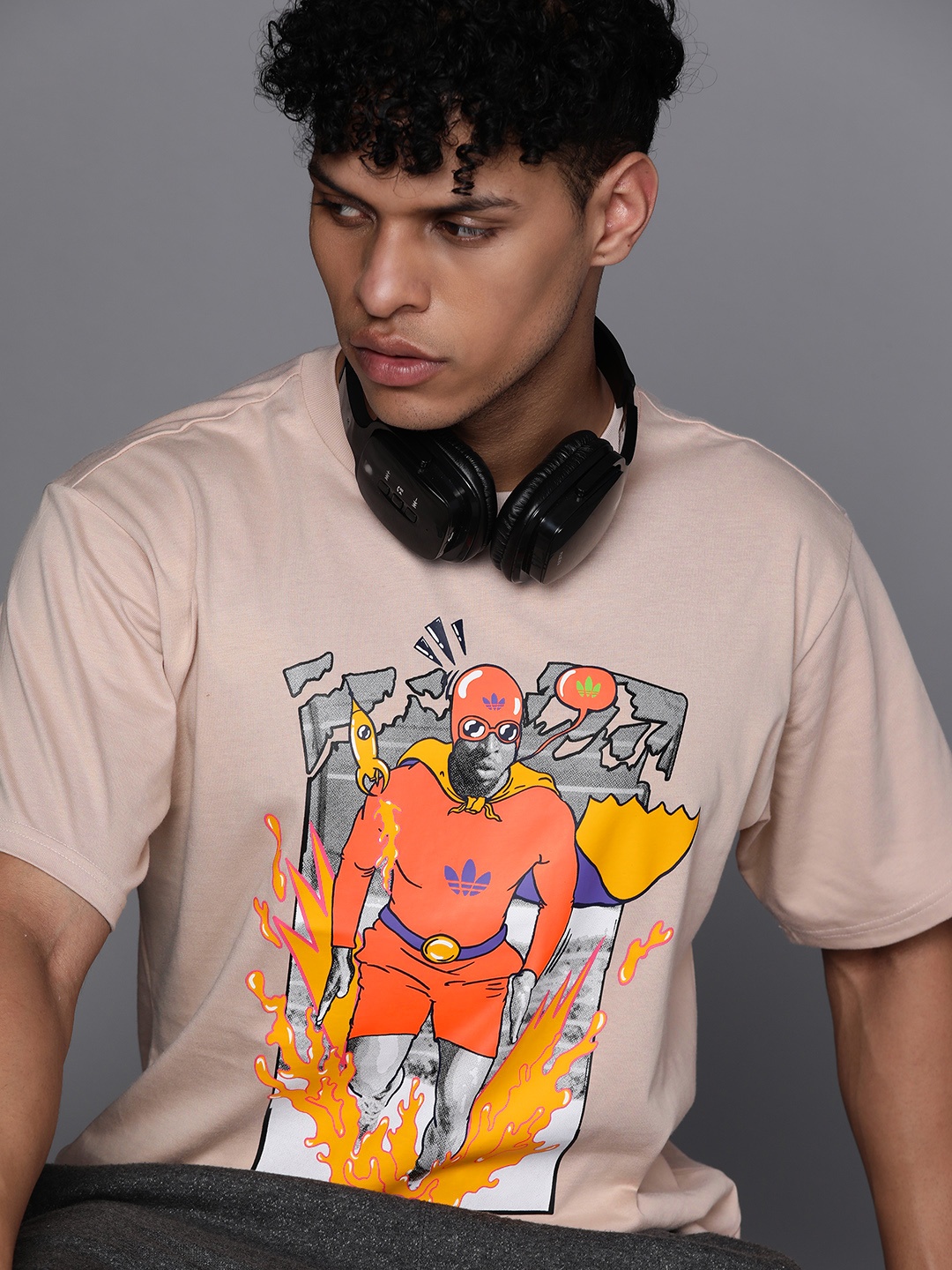 

ADIDAS Originals Fast As Printed Pure Cotton T-Shirt, Taupe