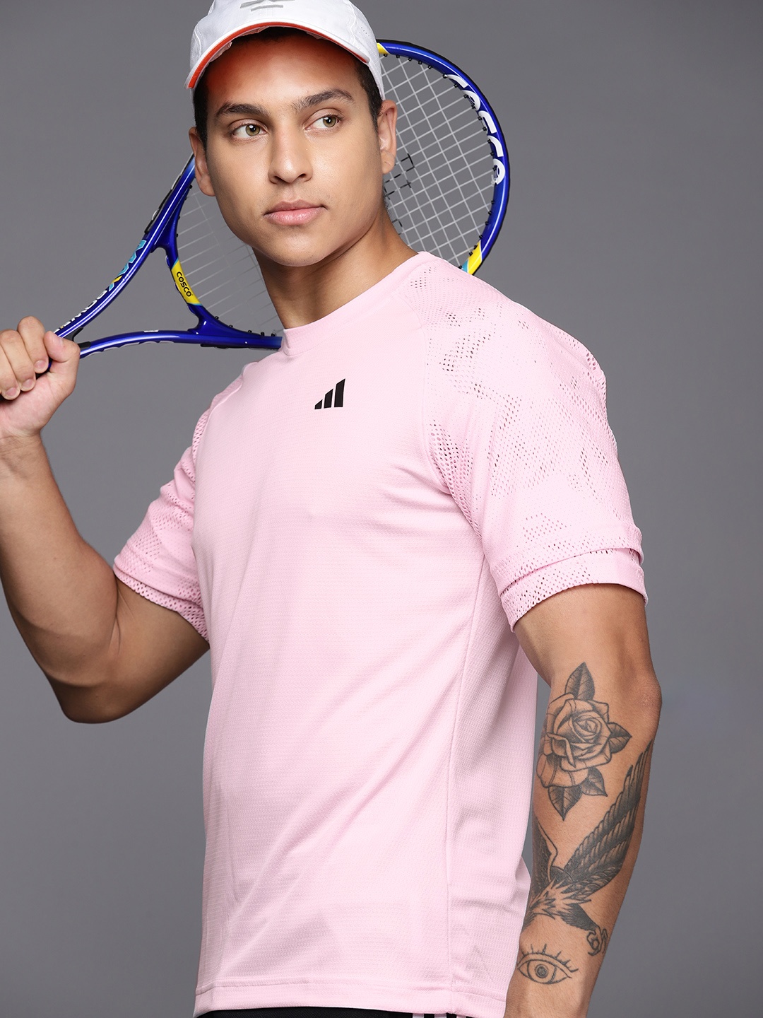 

ADIDAS Men MEL Raglan Heat.RDY Tennis T-shirt, Pink