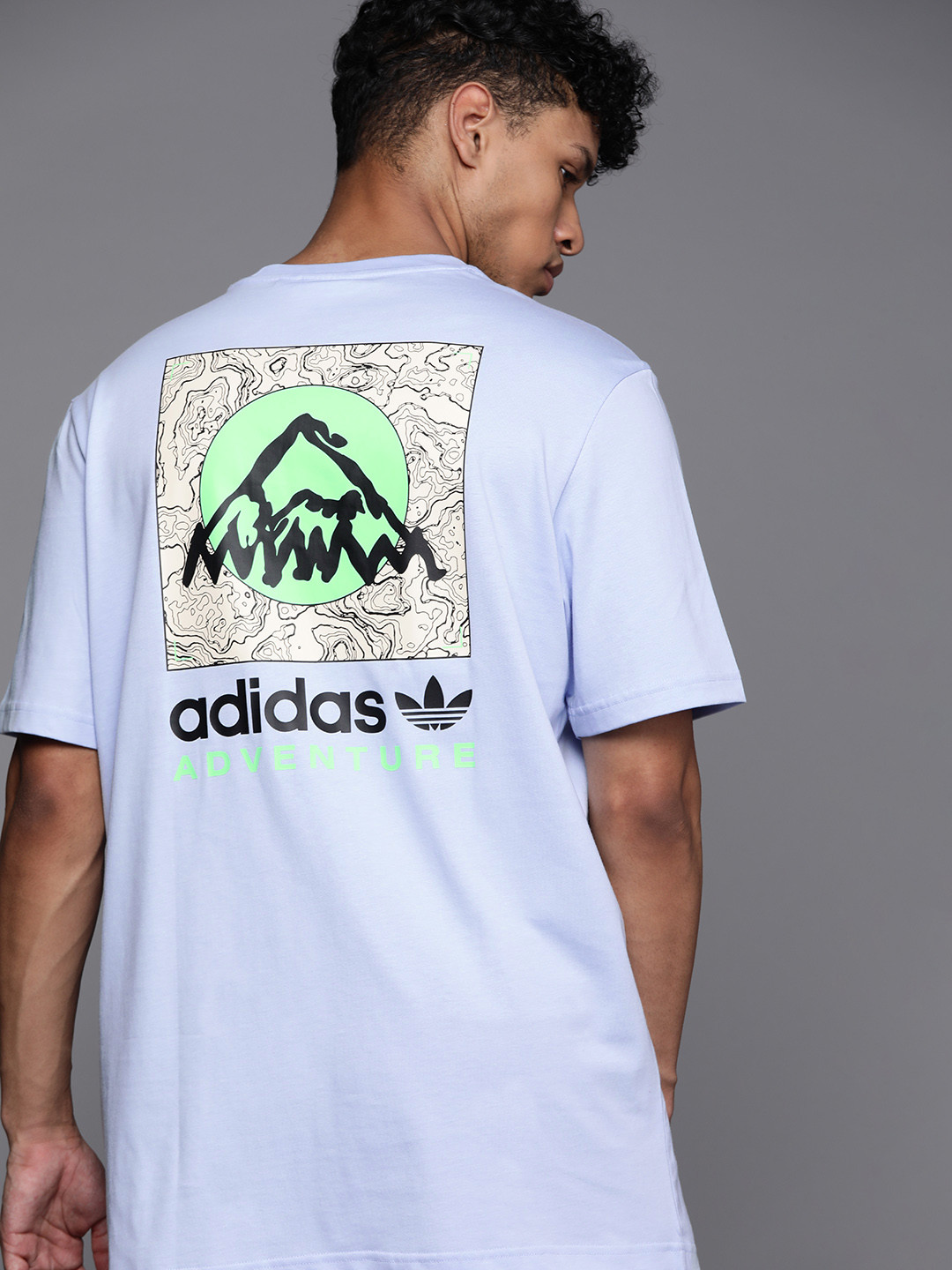 

ADIDAS Originals Adventure Mountain Back Printed Pure Cotton T-Shirt, Blue